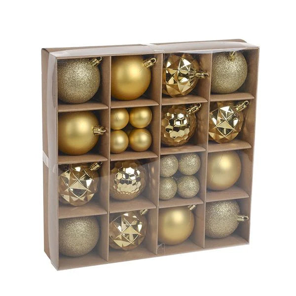 Gold Assorted Shatterproof Baubles (x30)